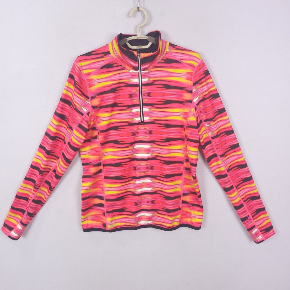 Lauren Ralph Lauren Active Track Top Pink-Multi Tie Dye Half Zip Stretch Large